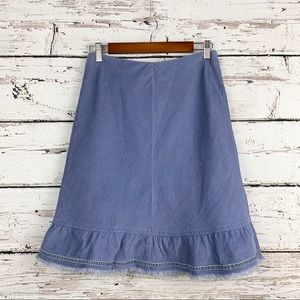 BODEN Periwinkle Corduroy Frayed Midi Skirt EUC